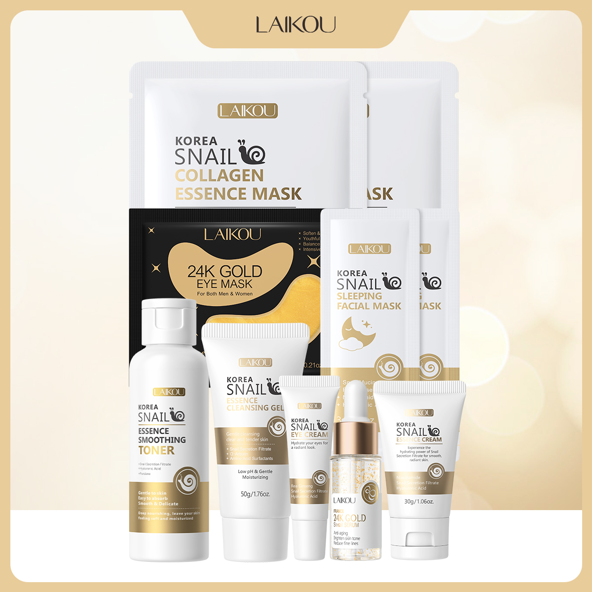 Skincare Garnier - LAIKOU Snail 24K Gold Skincare Kit